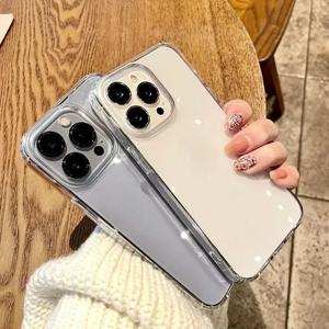 iPhone 16 15 Pro Max 11 12 13 14 15 Pro XS XR 7 8 Plus 충격 방지 커버 용 고급 투명 소프트 아크릴 전화 케이스