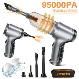 자동차 진공 청소기 무선 휴대용 진공 청소기 95000PA 고출력 2 in 1 미니 휴대용 진공 청소기 송풍기 자동차 홈