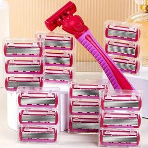 여성용 면도기 6층 블레이드 다리 털 겨드랑이 면도 칼 6층 블레이드 면도기 국경 간 스팟 수동 면도기 다리 면도기