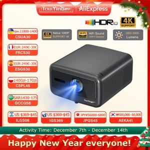 Touyinger Q12W 프로 풀 HD 1080P 프로젝터, 가정 교육 회의 비디오용 시네마 빔 프로젝터, 4K 2800 ANSI, 안드로이드 12