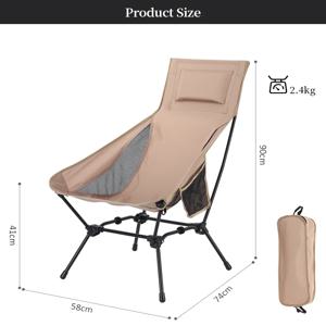 캠핑, 하이킹, 낚시, 등산, 정원 및 기타 활동에 적합한 높은 4코너 구조의 공간 의자, 머리 지지대