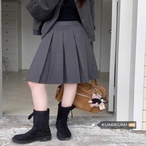 회색 플리츠 A라인 미니스커트 여성용 하이웨이스트 슬림핏 안티라이트 봄 신상 출퇴근용 한국 버전 폴리에스터 섬유