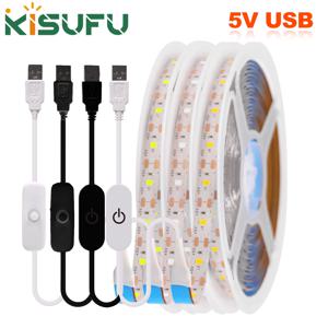 LED 스트립 조명 USB 조광기/스위치, 화이트, 웜, 블루, 방수 접착 테이프, 2835 60LED, 캐비닛 룸 야간 조명, 5V, 1m, 3m, 5m