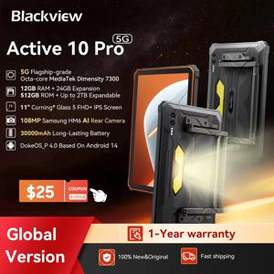 월드 프리미어 Blackview Active 10 Pro 견고한 태블릿, 5G MTK 7300, 11 인치 FHD + 디스플레이, 12GB 512GB, 30000mAh 배터리, 108MP 카메라