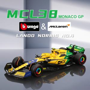 Bbugo 1:43 2024 F1 맥라렌 MCL38 모나코 그랑프리 합금 자동차 미니어처 다이캐스트 모델 # 4 랜도 노리스 # 81 오스카 피아스트리 장난감