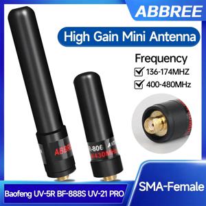 ABBREE AR-806+ SMA-여성 미니 안테나 VHF UHF 듀얼 밴드 고이득 Baofeng UV-21 PRO UV-5R Quansheng UV-K5 8 견인 방식 라디오