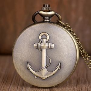 목걸이 체인 펜던트와 골동품 앵커 후크 패턴 디자인 석영 주머니 시계 남자와 어린이를위한 절묘한 선물 시계