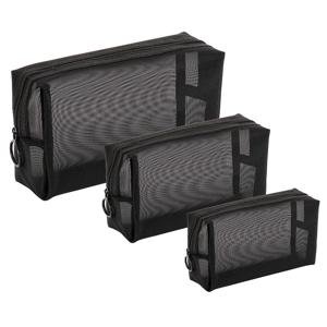 나일론 메쉬 화장품 가방 지퍼 상자 모양의 세면 용품 주최자 메이크업 가방 다기능 여성 립스틱 키 동전 지갑 주머니