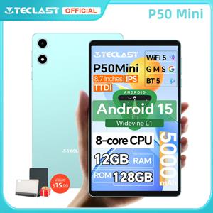 Teclast P50 미니 태블릿 안드로이드 15 8.7인치 IPS 90Hz 12GB(4GB+8GB 확장)RAM 128GB ROM T606 8코어 5000mAh GPS Widevine L1 Type-C