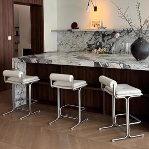 디자이너 바 의자 스테인레스 스틸 미니멀리스트 주방 아일랜드 의자 바우하우스 영감 카운터 좌석 산업용 리셉션 데스크 의자