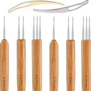 8개 드레드락 크로셰 후크 도구, 브레이드 헤어 드레드락 바늘 직조 크로셰 가발 도구