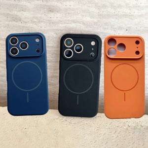 맥세이프 마그네틱 무선 충전용 단색 실리콘 폰 케이스 아이폰 17 프로 맥스/17/17 프로 에어 범퍼 백 커버