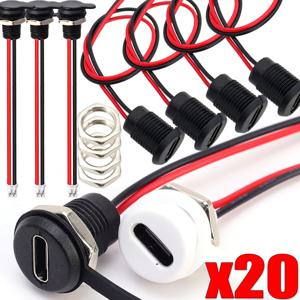 1/20개 USB 타입 C 커넥터 타입-C 방수 너트 잠금 플레이트 포함 여성용 TPC 방수 고전류 고속 충전 잭 포트