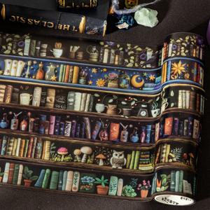 2m/롤 마술사 책장 시리즈 PET 스티커 DIY 저널 스크랩북 재료를위한 크리 에이 티브 콜라주 미적 마스킹 테이프