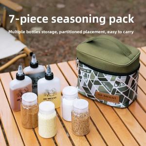 야외 조미료 보관 가방 7종 세트 캠핑 조미료 병 보관 가방 조미료 병 세트 휴대용 화장품 가방
