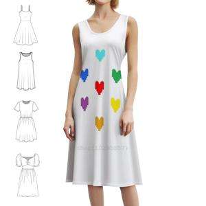 언더테일 하트 스윗하트 넥라인 드레스 여성을위한 우아한 여름 파티 드레스 언더테일 하트 소울 레인보우 픽셀 여성
