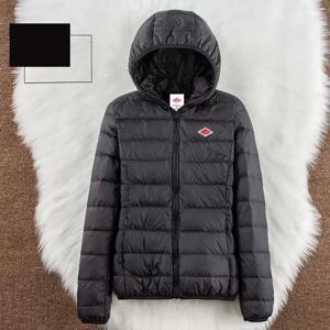 일본 패션 부드럽고 가벼운 휴대용 솔리드 지퍼 후드 다운 재킷 남녀 공용 가을 겨울 따뜻한 외투