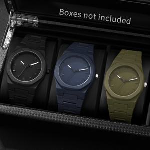 3/4개 세트 맞춤형 캐주얼 남성용 쿼츠 시계 세트 - 원형 다이얼, PU 가죽 스트랩, 최고의 선택