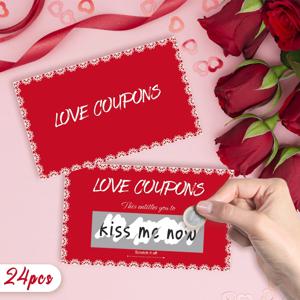 24개 빈 노트 카드, 빨간색 커플 사랑 긁어내기 카드, 2026 휴일 서프라이즈 긁어내기 카드, 파티 장식, DIY 선물 카드