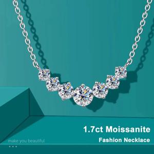 여성을위한 Moissanite 목걸이 인증서가있는 결혼식 고급 보석 925 스털링 은색 도금 18k 화이트 골드 목걸이