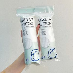 부드럽고 통기성 둥근 면 패드, 양면 질감, 매일 얼굴 청소 및 메이크업 제거에 사용, 100 개, 200 개