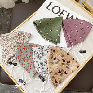 여성용 뽕나무 실크 마스크, 꽃 프린트, 얇은 자외선 차단 실크 마스크, 통기성 패션 입 마스크, 남성 방진, 세척 가능 마스크