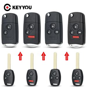 KEYYOU 1개 혼다 어코드 시빅 CRV 파일럿 2007 2008 2009 2010 2011 2012 2013용 개조형 플립 자동차 키 리모컨 2/3/4 버튼 키