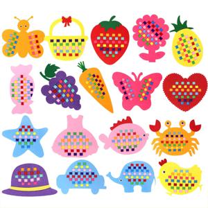 재미있는 DIY 부직포 직조 재료 키트 어린이를위한 수제 공예 소년 소녀 유치원 짠 스트립 몬테소리 교육 완구