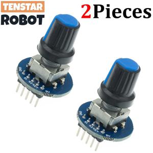 TENSTAR 2PCS 로터리 엔코더 모듈 브릭 센서 개발용 원형 오디오 회전형 포텐셔미터 노브 캡 EC11