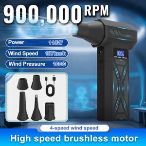 신제품 900000RPM P70 에어 블로워 4단 조절 가능한 제트 블로워 LED 라이트 배터리 디스플레이 무선 압축 공기 청소기