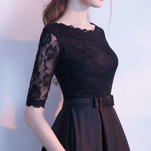 우아한 롱 블랙 이브닝 드레스 여성용 2025 신상 고급 메이드 드레스 요정 분위기 호스티스 패셔너블 지퍼 스타일 폴리에스터 섬유