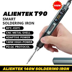 ALIENTEK T90 스마트 납땜 인두기 140W 휴대용 디지털 디스플레이 자동 절전 PCB 정밀 납땜 인두기 수리 도구 키트