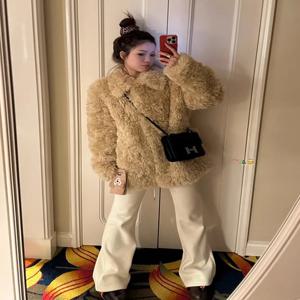 친환경 인조 모피 재킷 여성용 겨울 코트 플러시 통합 가죽 외투 스타일리시 미니멀리스트 디자인 두꺼운 긴 소매