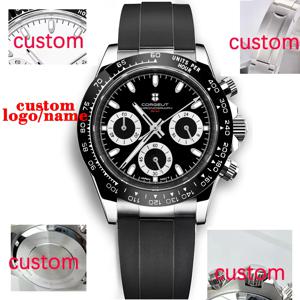 맞춤형 39mm 남성용 쿼츠 시계 럭셔리 크로노그래프 패션 사파이어 트렌디 스타일리시 스포츠 남성용 고무 밴드 손목시계