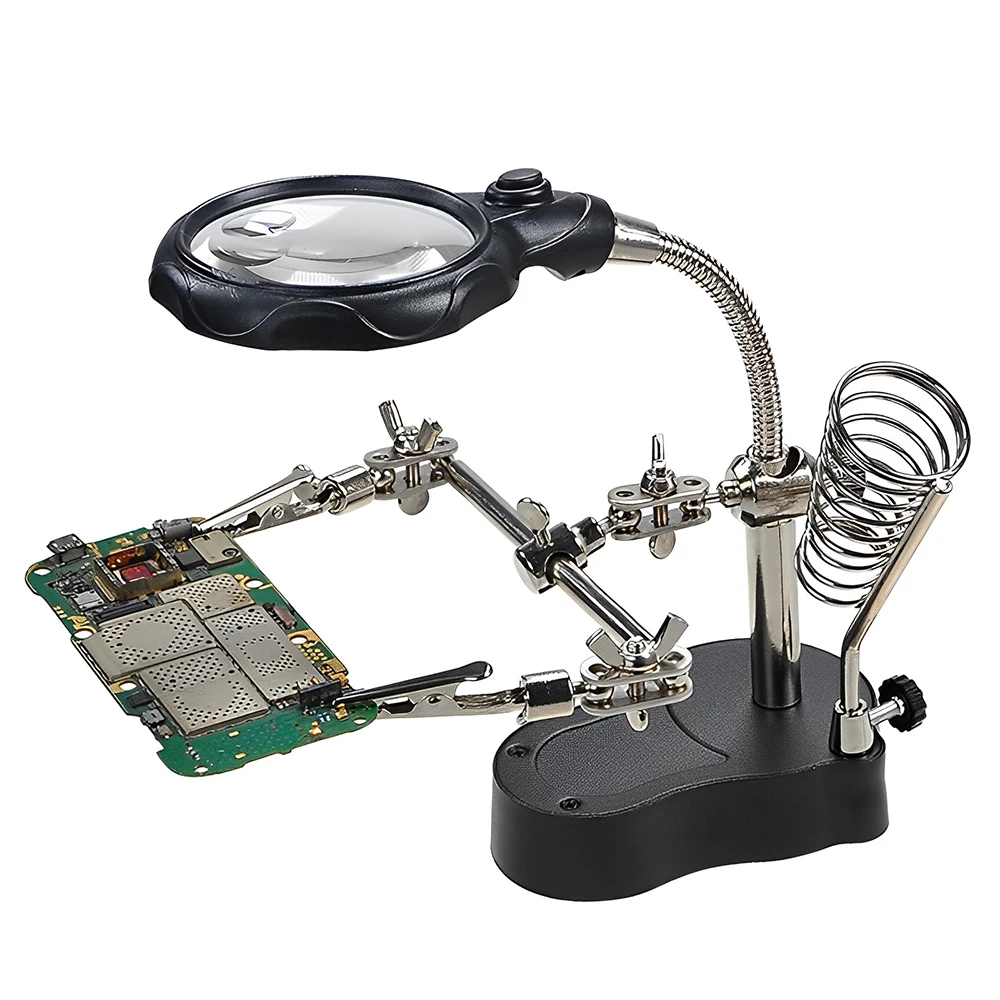 용접 보조 클립 확대경, 전기 납땜 다리미 회로 기판, 용접 다리미 확대경 브래킷 도구, 3.5X 12X
