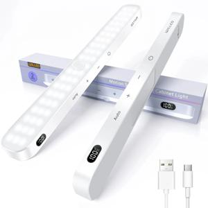 WILLED 모션 센서 캐비닛 라이트 배터리 디스플레이 60 LED 터치 라이트 바 무선 충전식 배터리 야간 조명