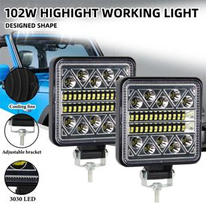 1pcs 102W 라이트 바 스포트라이트 오프로드 LED 작업 표시 줄 3030 LED 34SMD 광장 트랙터 SUV 트럭 운전 안개 램프
