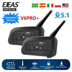 EJEAS V6 PRO + 오토바이 인터콤 헬멧 블루투스 헤드셋 6 라이더 800m 커뮤니케이터 방수 V5.1 음악 플레이어 인터폰