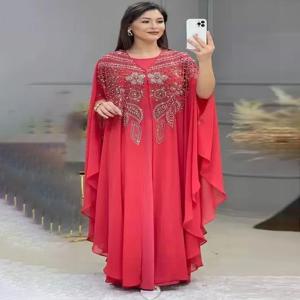 여성을위한 Abayas 두바이 럭셔리 2024 쉬폰 Boubou 이슬람 패션 드레스 Caftan Marocain 웨딩 파티 행사 Djellaba Femme