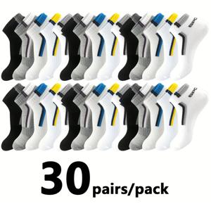 30 쌍 남성 양말 메쉬 통기성 짧은 캐주얼 양말 컬러 블록 스포츠 양말 스포츠 양말 땀 흡수 발목