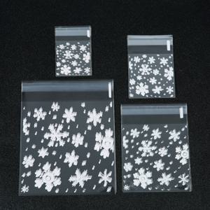 100 개/몫 투명 눈송이 OPP 셀프 씰링 가방 캔디 쿠키 보관 가방 크리스마스 파티 쥬얼리 선물 포장 주머니