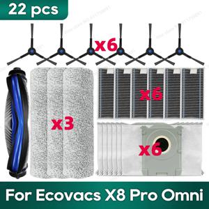 (Ecos X8 Pro Omni) 액세서리 메인 사이드 브러시 헤파 필터 래그 더스트 백 교체 부품과 호환