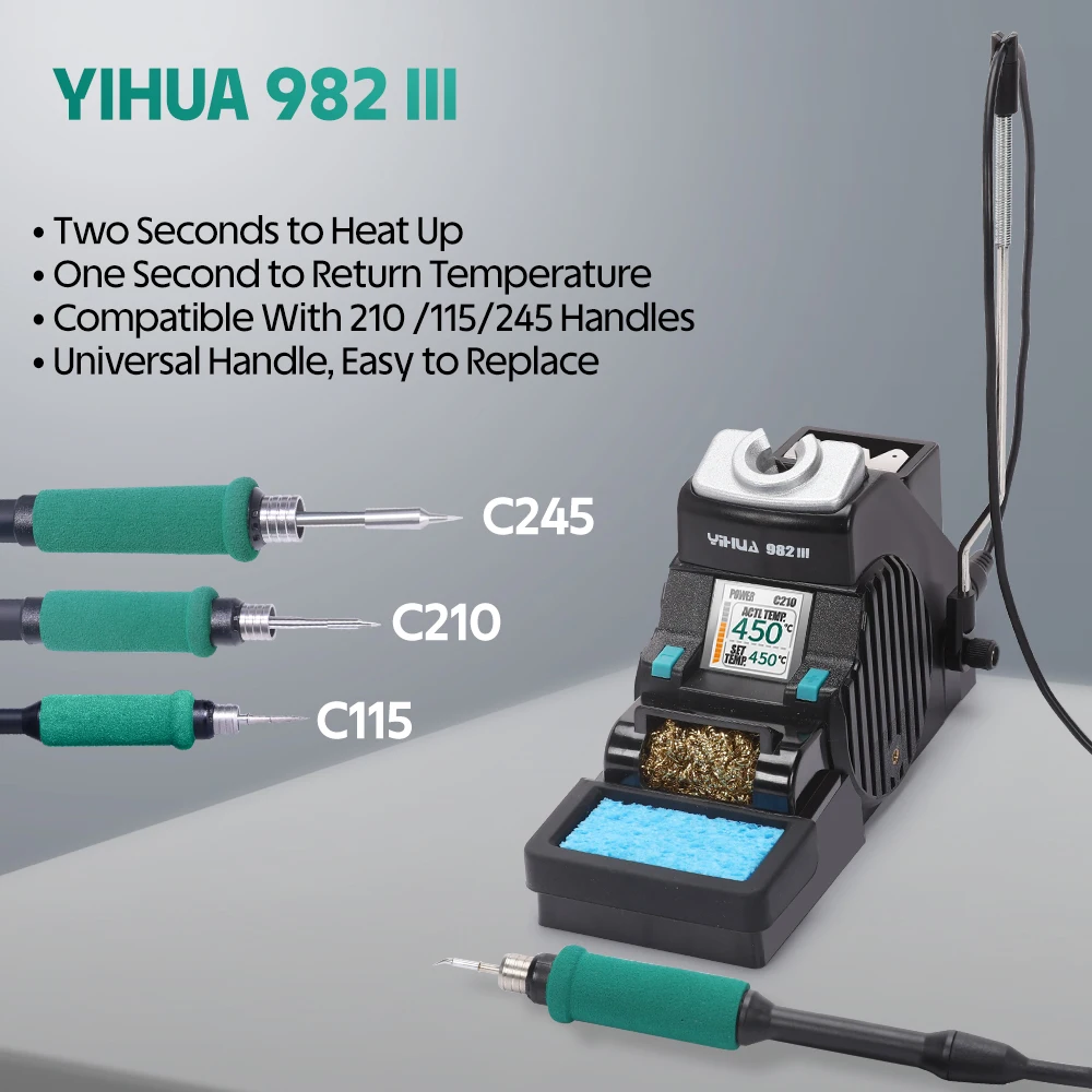 YIHUA 982-III C115 C210 C245 납땜 인두 정밀 납땜 스테이션 제어 온도 용접 재 작업 스테이션