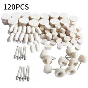 120pcs 양모 펠트 연마 버핑 라운드 휠 그라인딩 패드 Dremel 로타리 도구 액세서리 용 생크 연마 버핑 휠