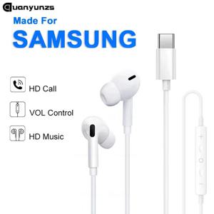 삼성 갤럭시 S24 S23 S21 S22 S20 플러스 유형 USB C 3.5mm 잭 이어폰 A54 A34 A53 참고 20 10 액세서리 용 유선 헤드폰
