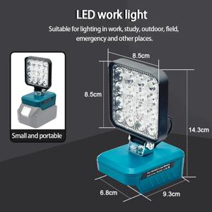 마키타 14.4V 18V 리튬 이온 배터리용 전동 공구 부품 홍수 작업등 LED 손전등 랜턴 캠핑 램프 비상 조명