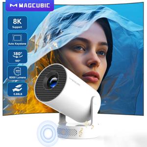Magcubic 8K Wifi6 프로젝터 290ANSI 안드로이드 14 듀얼 WIFI 올위너 H726 BT5.0 1280*720P 홈 시네마 야외 휴대용 HY300 Pro +