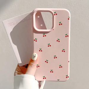 아이폰 17 16 15 14 13 12 11 Pro Max 케이스 귀여운 만화 체리 그래픽 실리콘 폰 커버 아이폰 15 16 Plus 소프트 펀다스