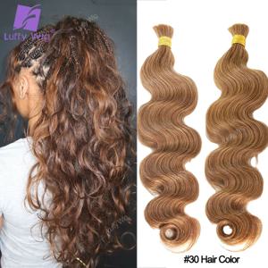 브레이딩용 벌크 인모 바디 웨이브 더블 드로운 100% 버마산 레미 보헤미안 박스 브레이드 노 웨프트 붙임머리 컬러 30 루피위그