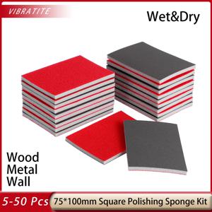 5-50 Pcs 120-3000Grit 75x100mm 소프트 폼 샌딩 블록 모델 건식 벽 금속 목재 가구 연마 용 건식 습식 사포